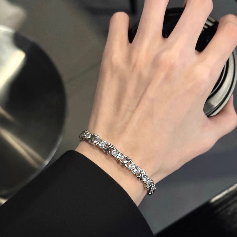 Luxury Moissanite Twist Adjustable 925 Sterling Silver Eternity Bracelet