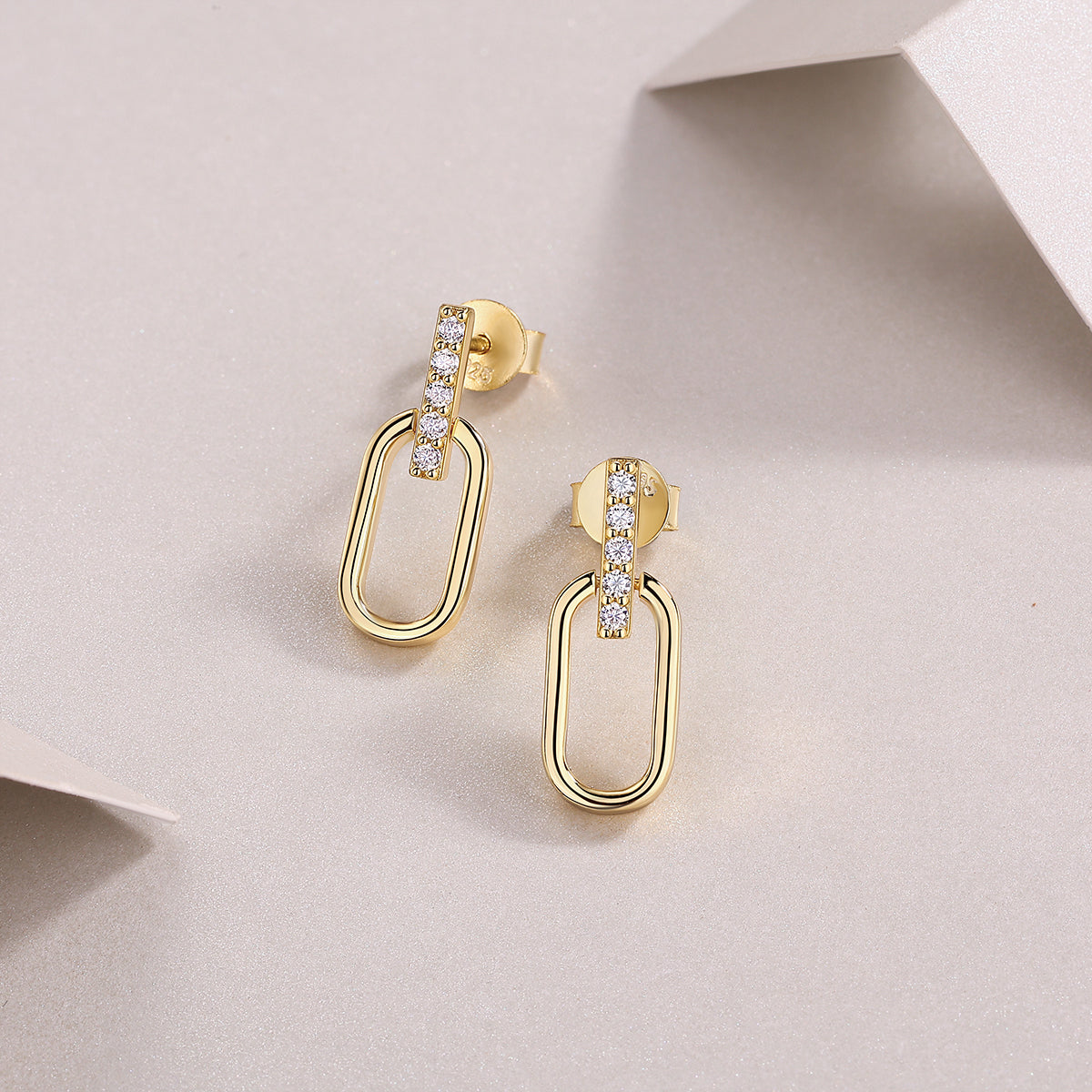 Aloof - Top-quality Moissanite Luxury Silver Stud Earrings S925 Silver Plated With Gold