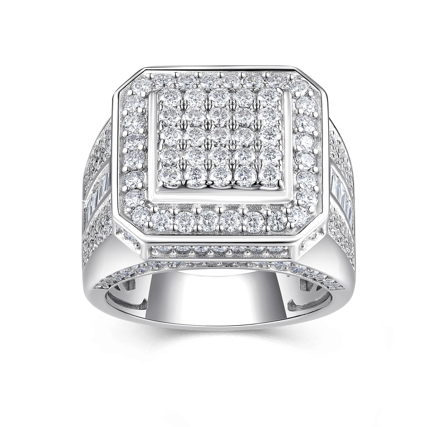 Men's Luxury S925 Silver Ring Set With Top-quality Moissanite , Platinum-plated S925 silver