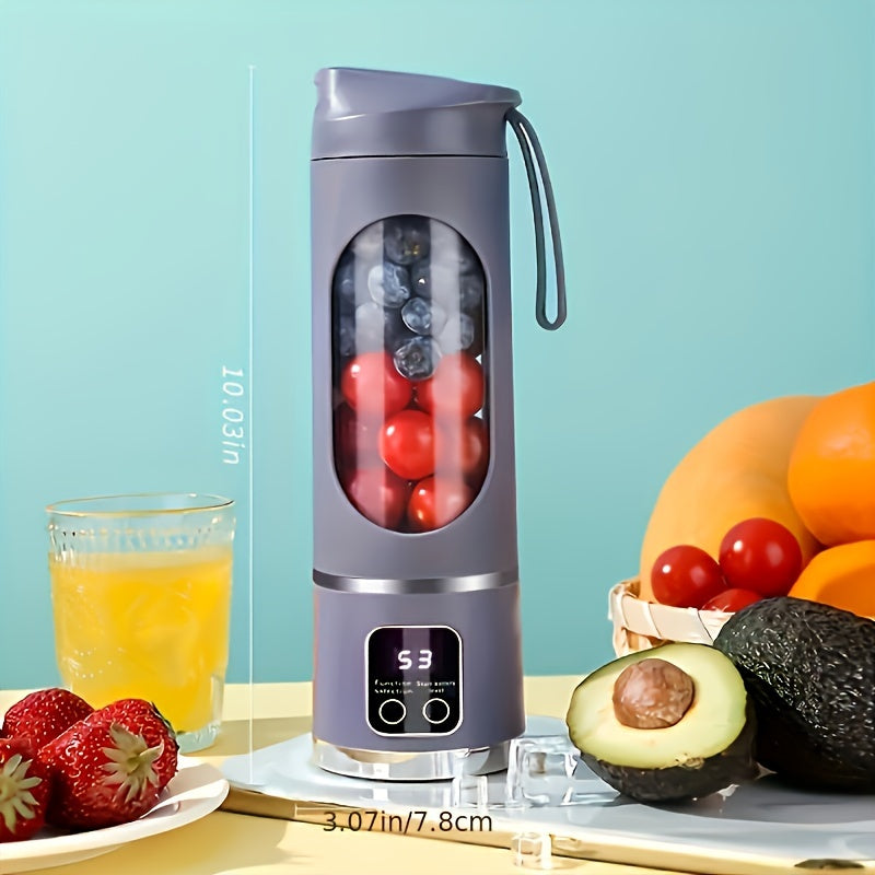 Portable USB-Rechargeable Blender & Juicer | Digital Display, Easy Clean | Ideal for Fruit & Vegetable Drinks, Shakes, Smoothies | Travel-Friendly 15oz Capacity