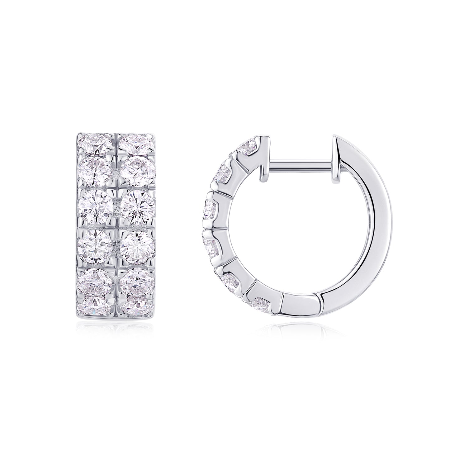Dynamic - Top-quality Moissanite Luxury Silver Stud Earrings S925, Silver-plated Platinum