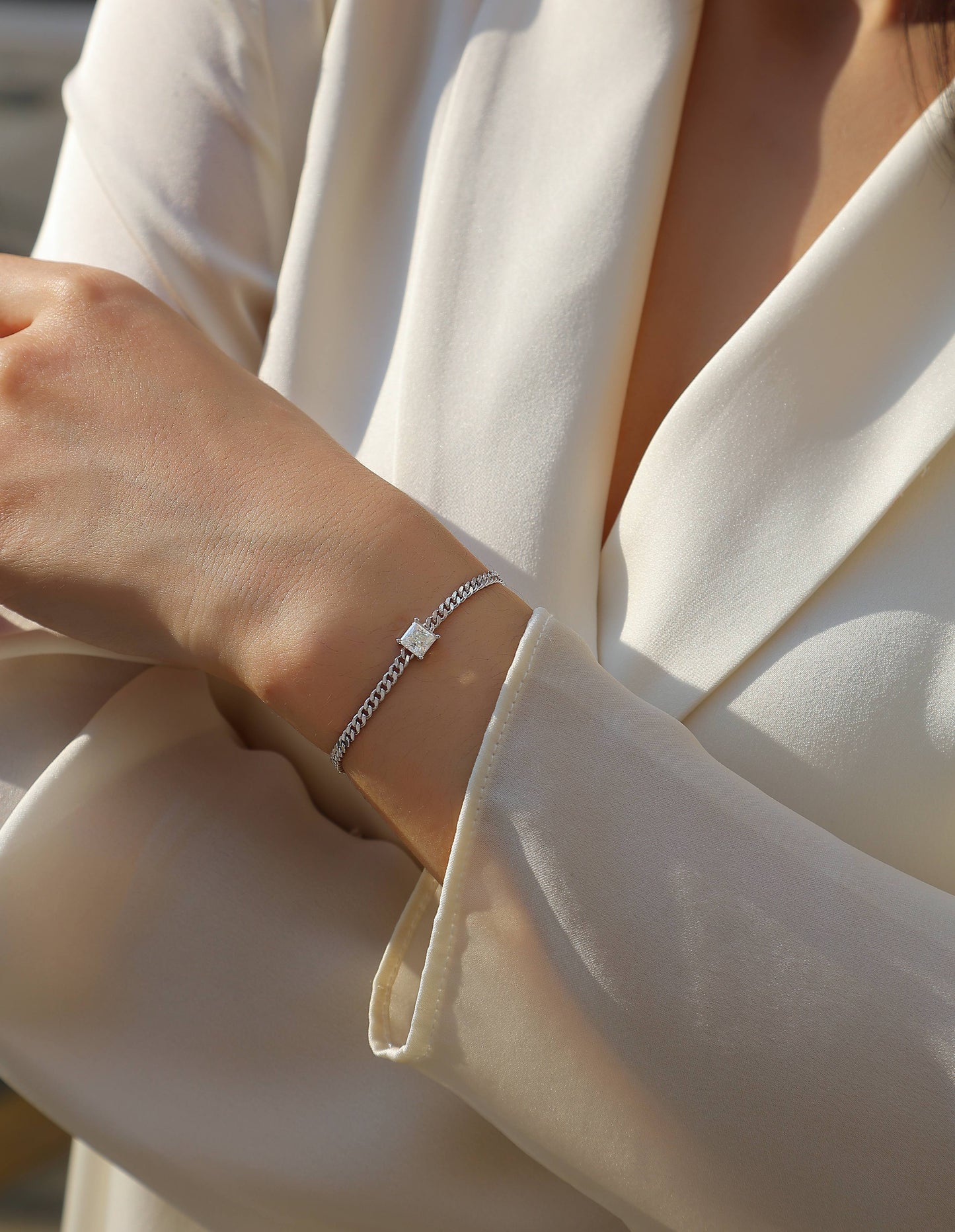 Tenacity - Fashionable Light Luxury Silver Bracelet With Top-Grade Moissanite S925, Platinum-Plated Silver