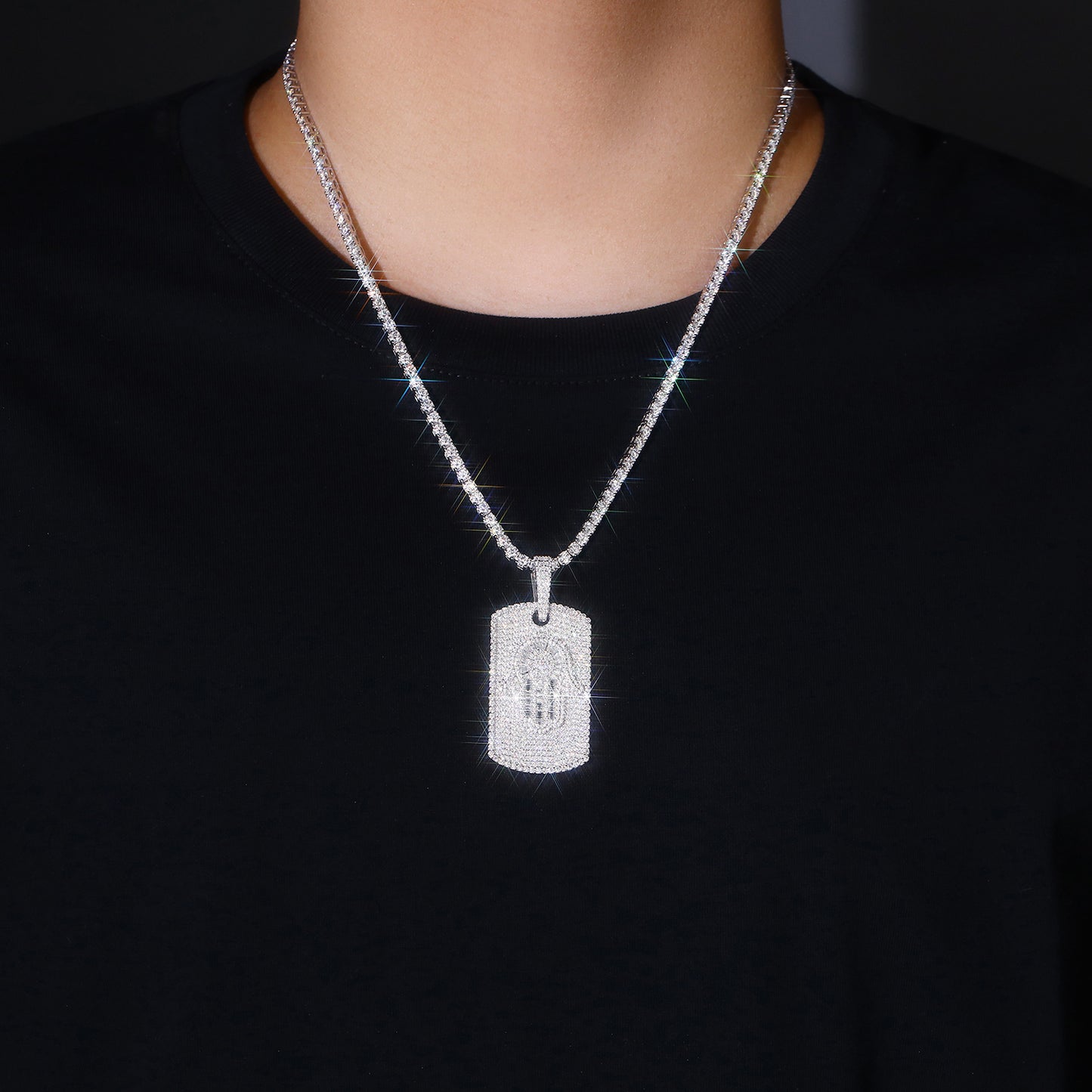 Luxury Silver Necklace Set With Top-quality Moissanite D Color VVS, S925 Silver Electroplated With Platinum