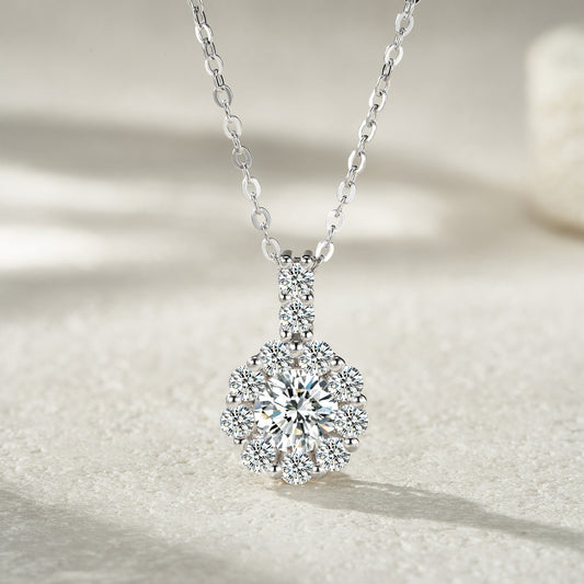 Luxury Silver Necklace With A 1-carat Top-quality Morganite D Color VVS, Made Of S925 Silver Electroplated With Platinum.