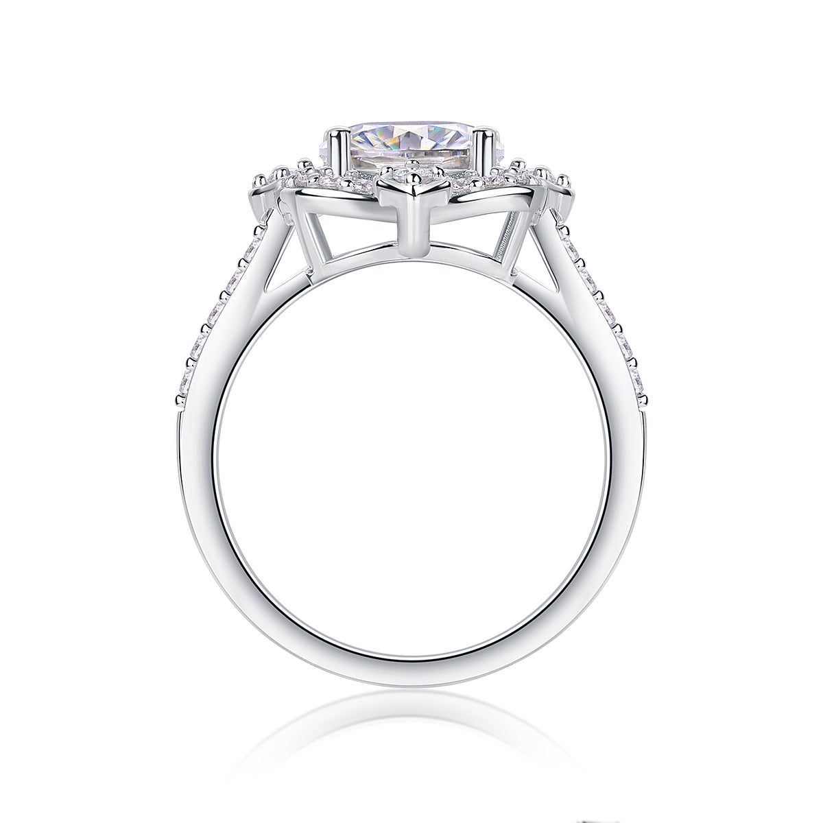 Camellia - Luxury Silver Ring Set With Top-quality Egg-shaped Moissanite D Color VVS, S925 Silver And Platinum-plated Diamond Ring
