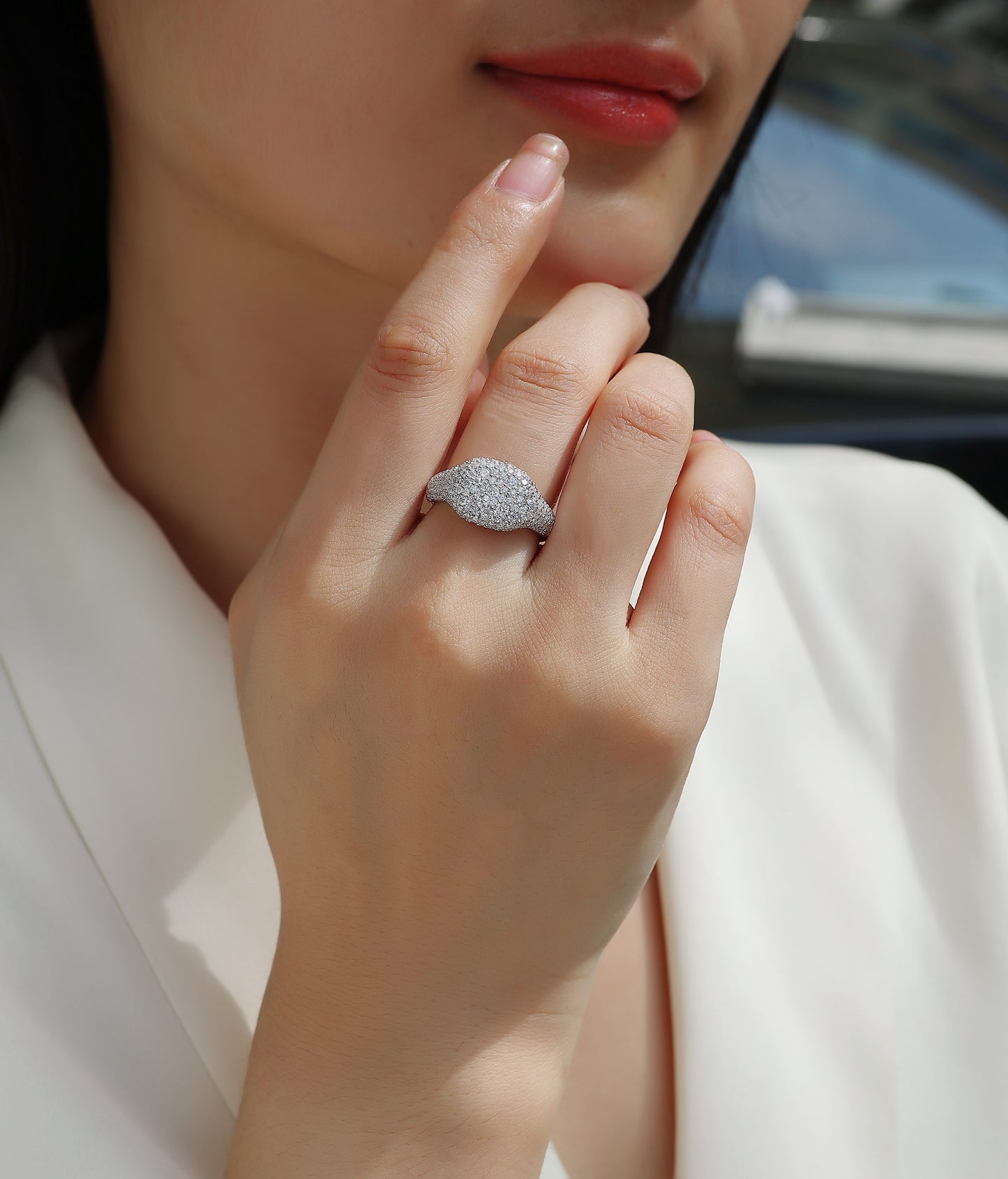 Shining Frenzy - Luxury Silver Ring Set With Top-quality Moissanite D Color VVS, S925 Silver And Platinum-plated Diamond Ring