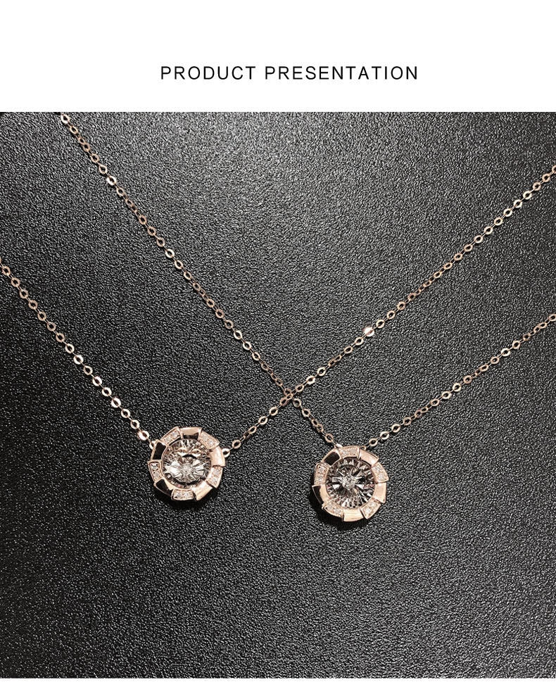18K Rose Gold Pulsating Heart Diamond Pendant Necklace – Elegant Clavicle Chain