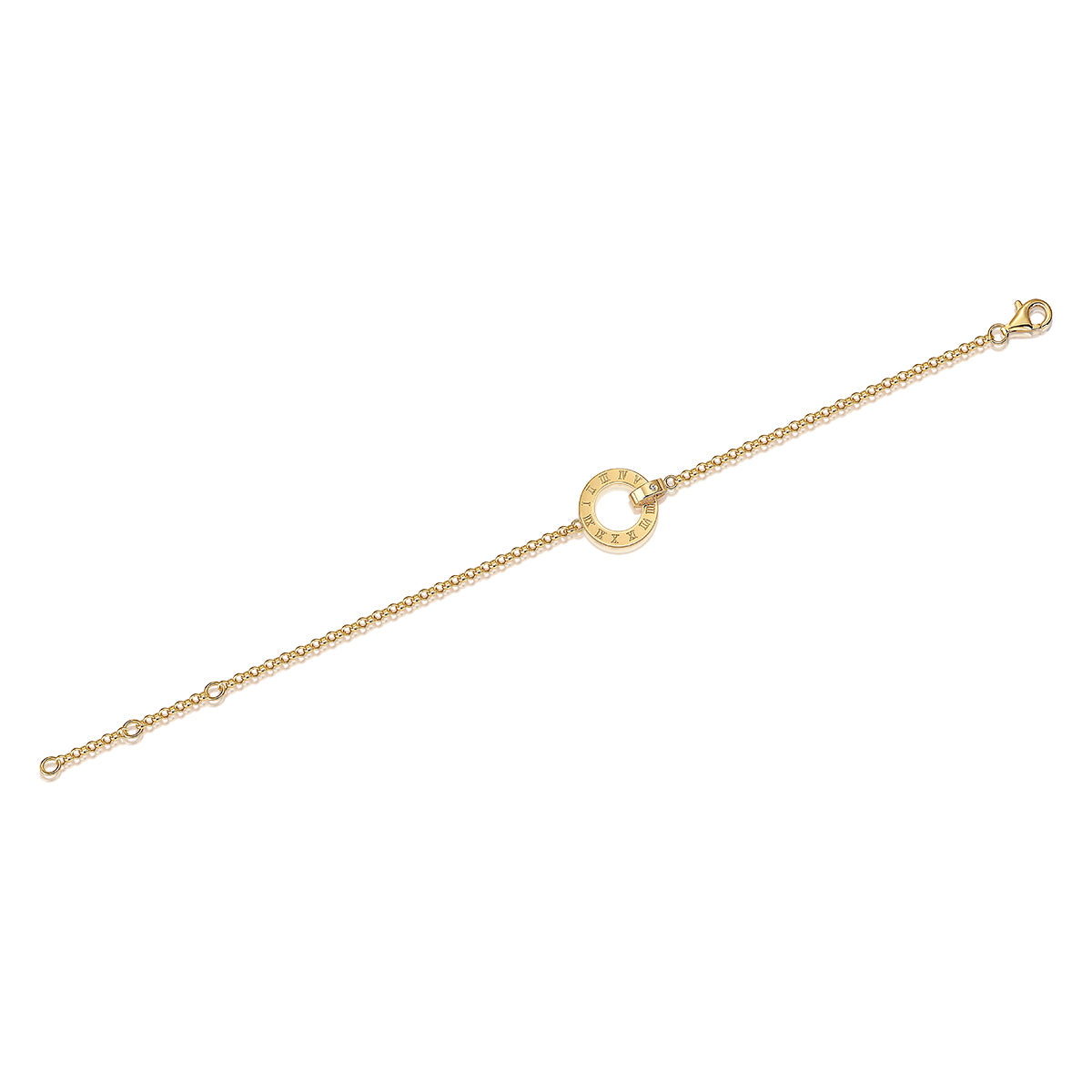 Luxury S925 Silver Gold-Plated Roman Numeral Chain Bracelet