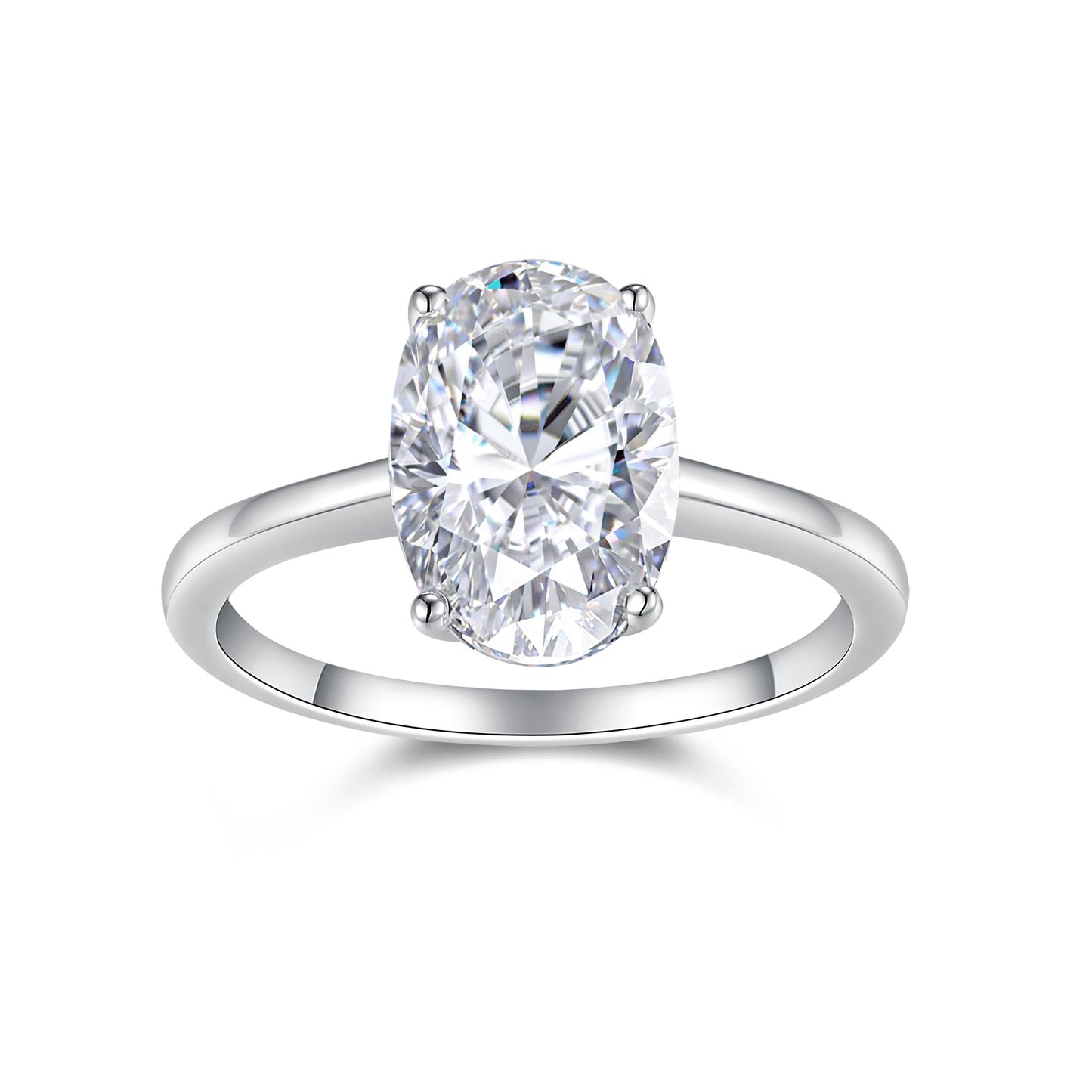 Egg-shaped Moissanite Double Rings Set With Top-quality Moissanite , Luxury Silver Ring S925 Silver Plated With Platinum