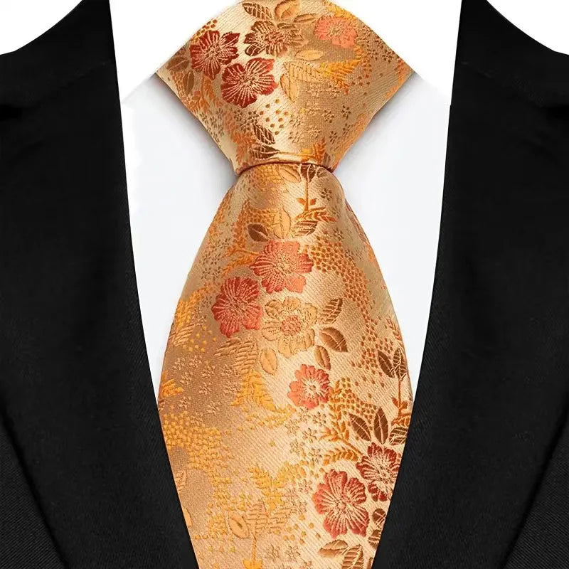 Luxury 8CM Orange Color Neck Tie For Party Jacquard Neckties Adult Brown Neck Ties