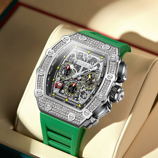 Luxury Full Diamond Mechanical Watch – Elegant Multi-Function Timepiece