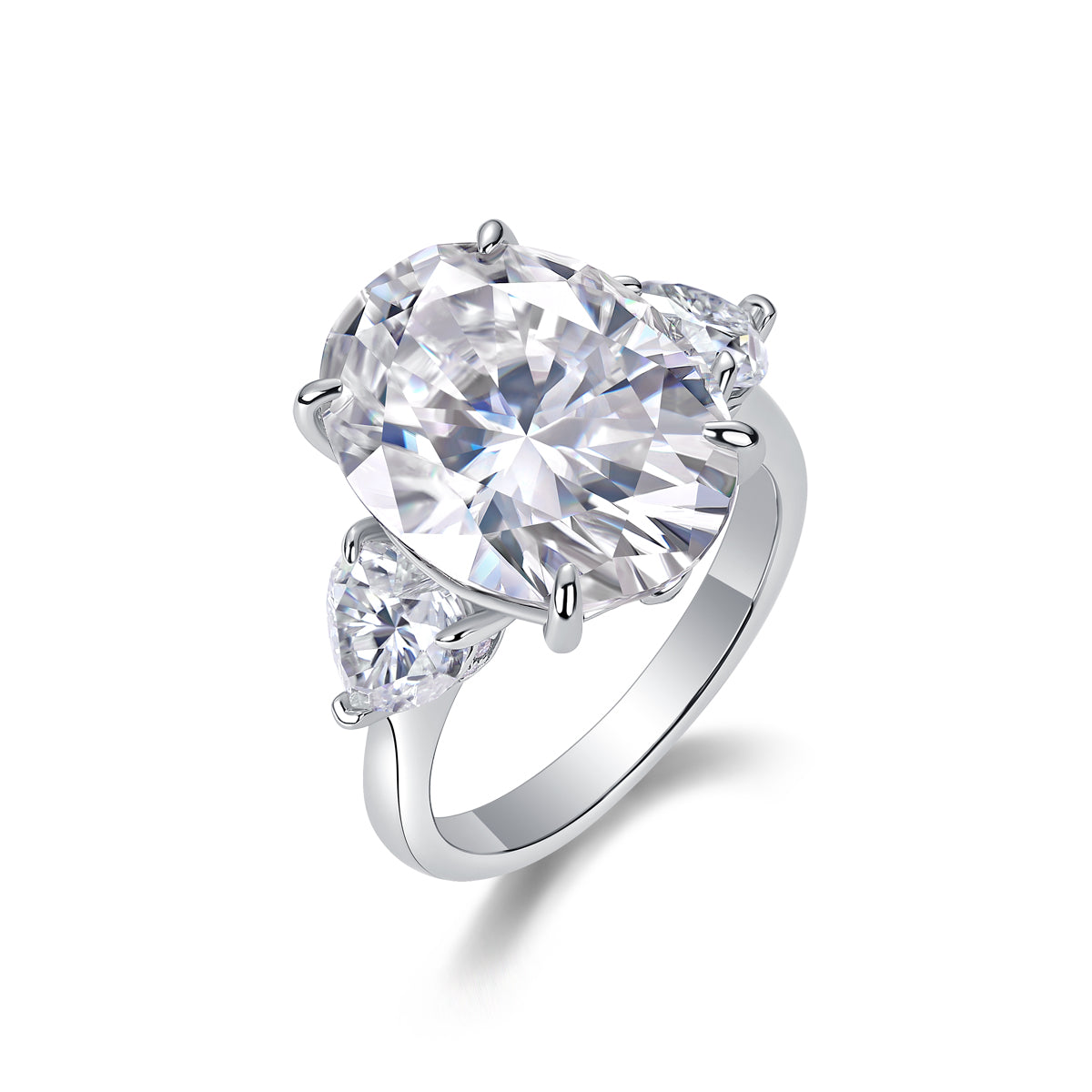 Soul Resonance -Luxury Silver Ring Set With Top-quality Egg-shaped Moissanite D Color VVS, S925 Silver And Platinum-plated
