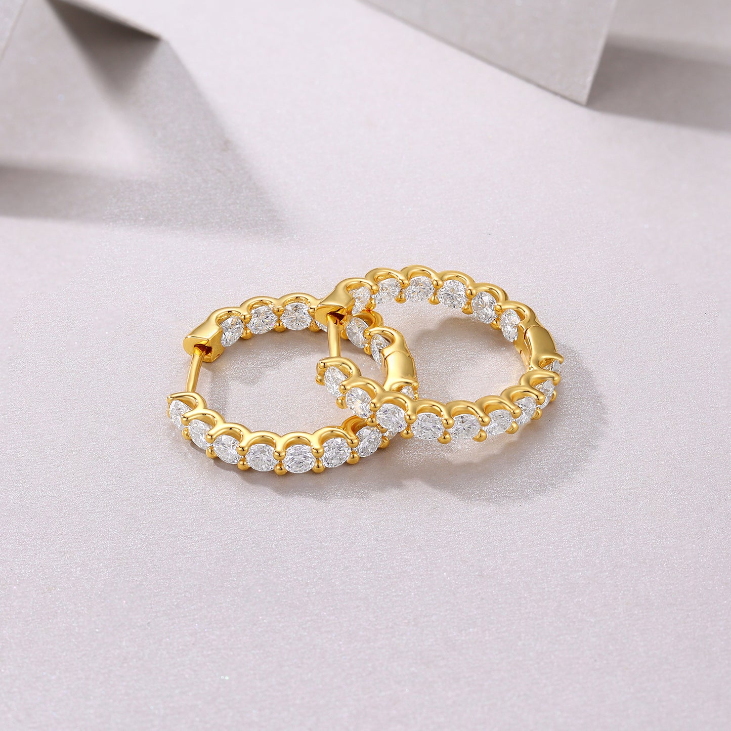 Luxury Silver Stud Earrings, S925 Silver Plated With Gold, Set With Top-quality Moissanite