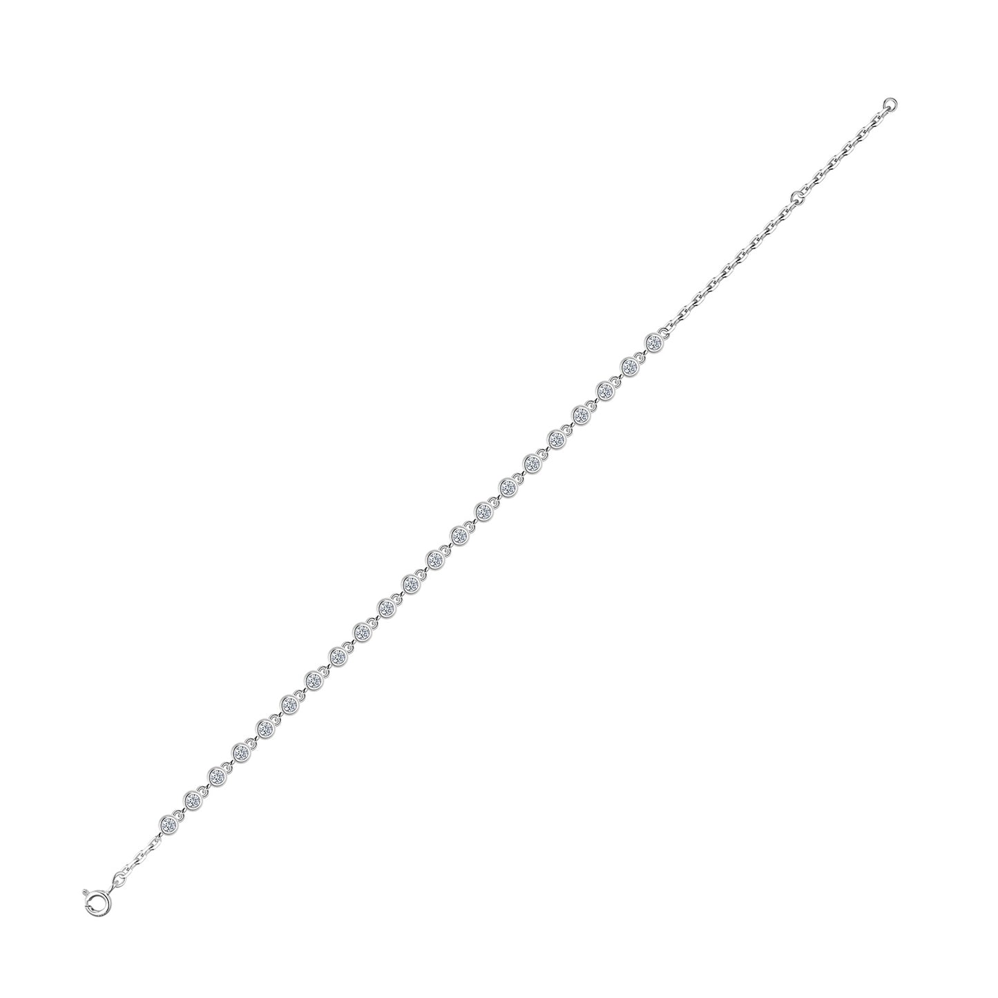 Luxury Silver Bracelet Featuring Top-quality Moissanite, Made Of S925 Silver Electroplated With Platinum.