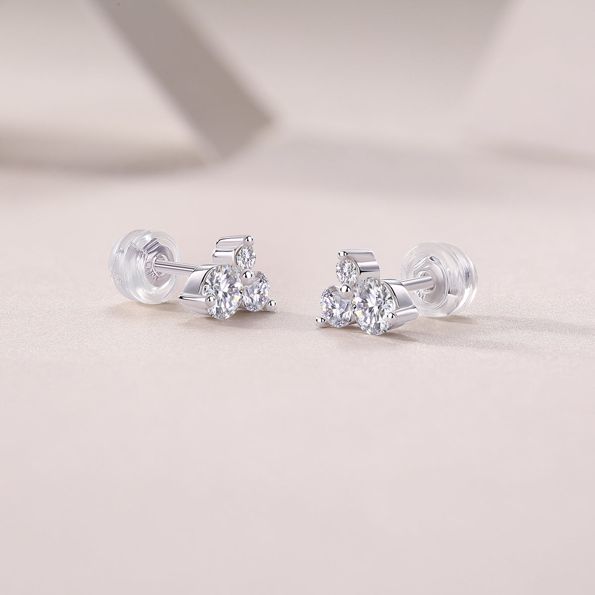 Wave - Luxury Silver Earrings Set With Top-quality Moissanite D Color VVS, S925 Silver And Platinum-plated Stud Earrings