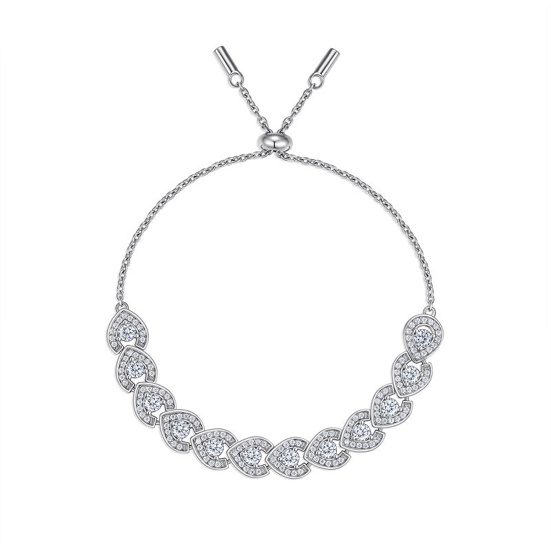 Luxury Silver Bracelet Featuring Top-quality Moissanite D Color VVS, Made Of S925 Silver Electroplated With Platinum.