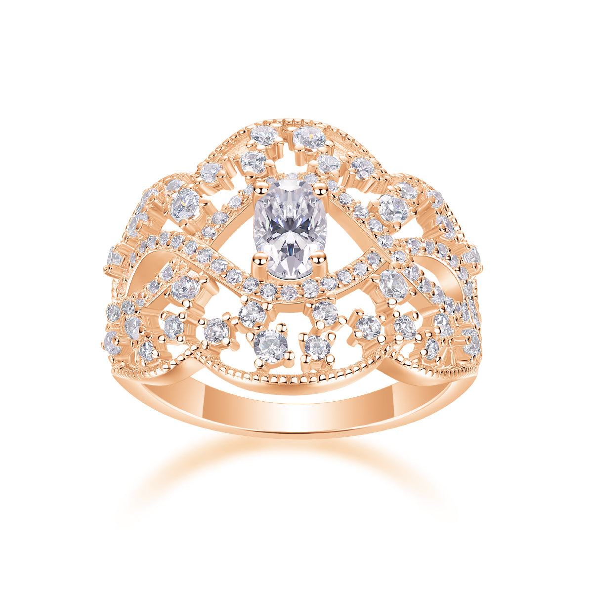 Moonlight Waltz - Set With Top-quality Moissanite S925, Silver And Platinum-plated Diamond Wedding Ring. The Ring Can Be Tested With A Diamond Pen In Yellow Gold And Rose Gold