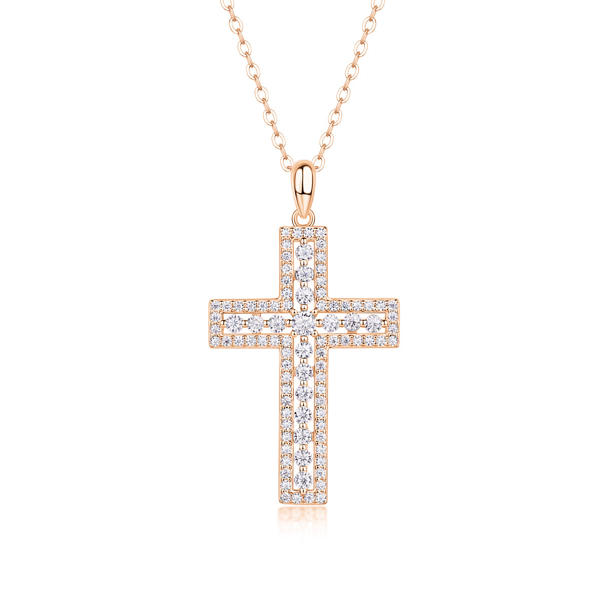 Luxury Silver Necklace Featuring Top-quality Moissanite, Made Of S925 Silver Electroplated With Platinum.