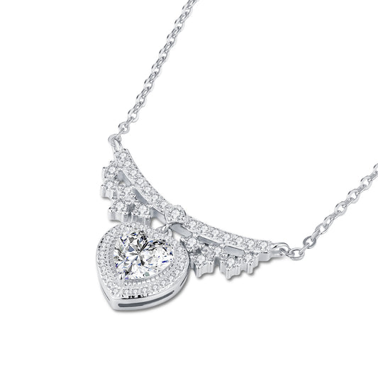 Luxury Silver Necklace Featuring Top-quality Moissanite D Color VVS , Made Of S925 Silver Electroplated With Platinum.