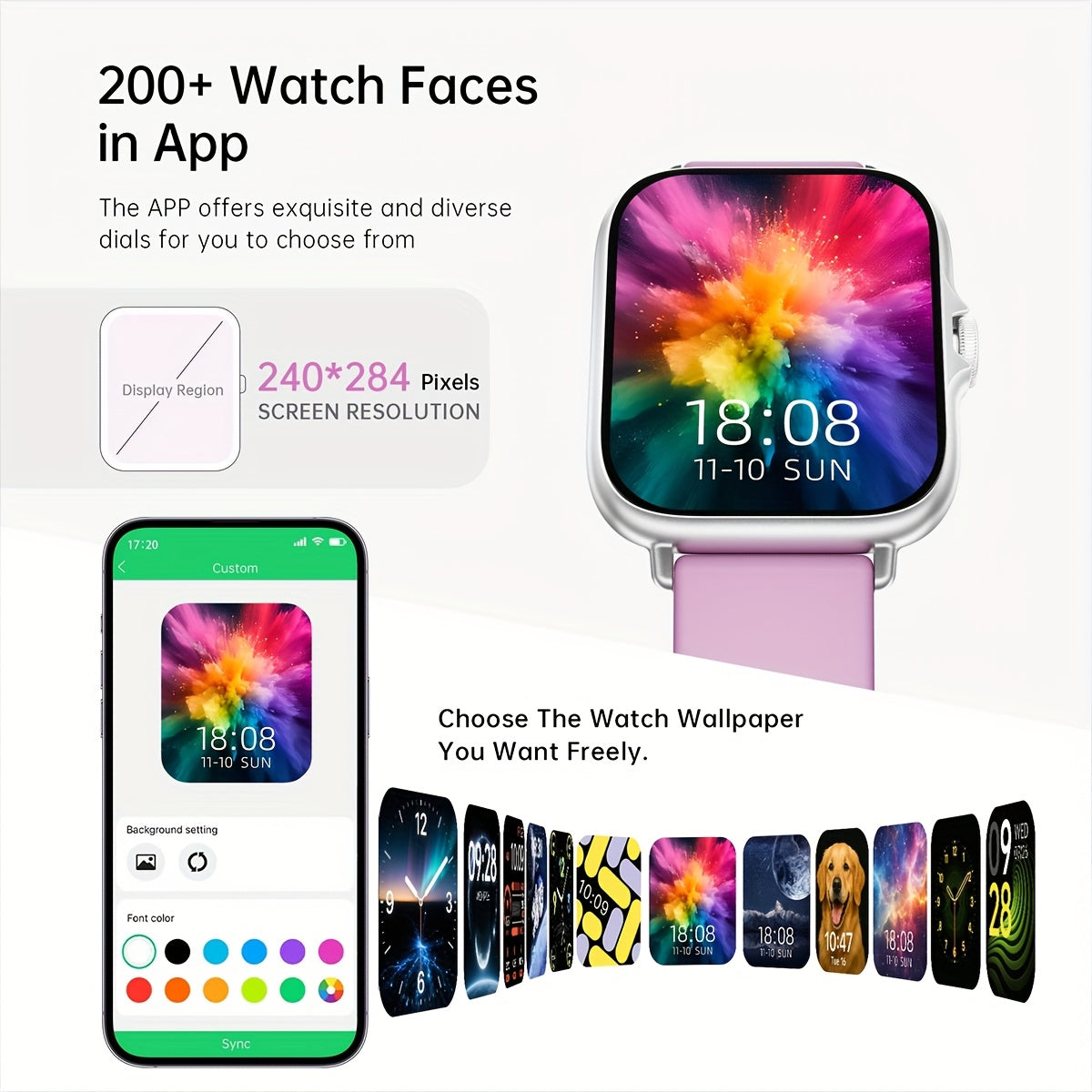 1.83'' HD Full Touch Screen Smart Watch | Bluetooth Call Answering | Sports Pedometer & Health Monitoring | Alloy Body, Silicone Strap | Compatible with iPhone/Android Phones