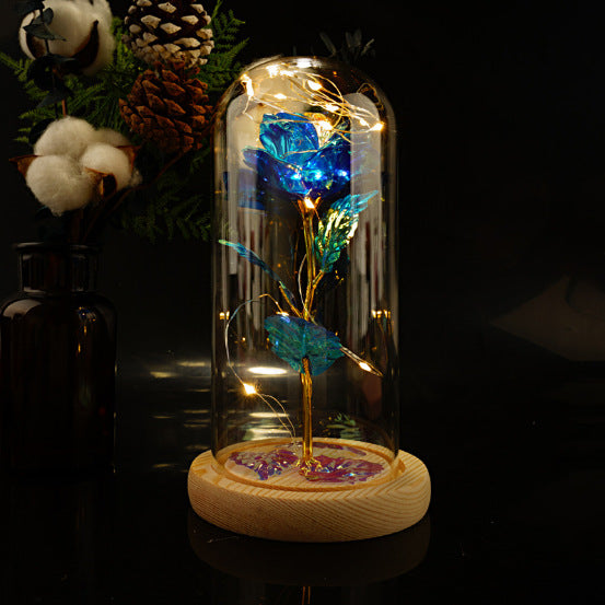Galaxy Enchanted Rose in Glass Dome with LED Lights | Forever Flower Gift