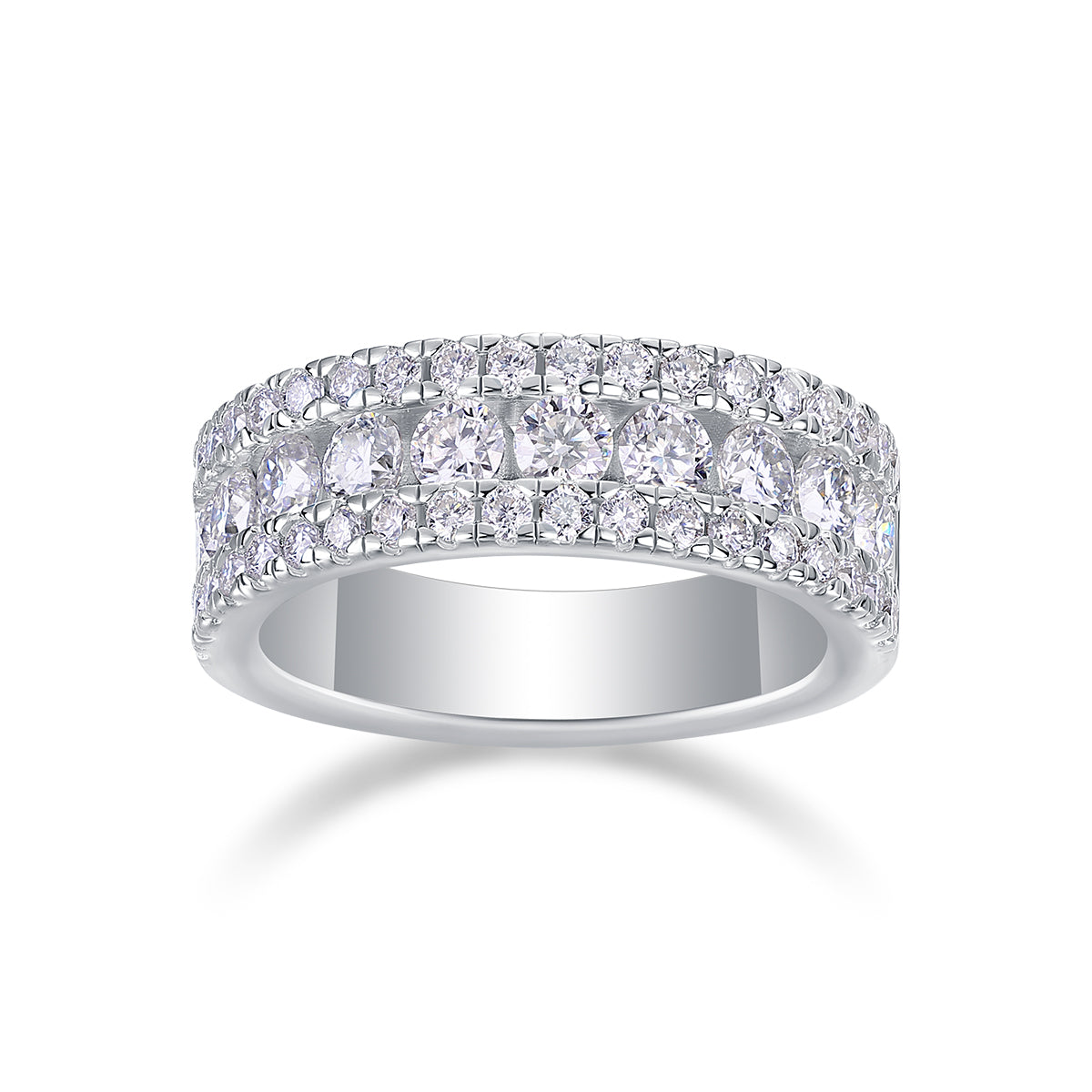 A Luxurious And Fashionable Light Luxury Jewelry Silver Ring Set With Top-quality Moissanite, S925 Silver Plated With Platinum