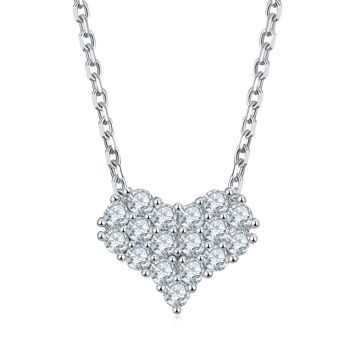 Luxury Silver Necklace Set With Top-quality Moissanite,  S925 Silver Electroplated With Platinum