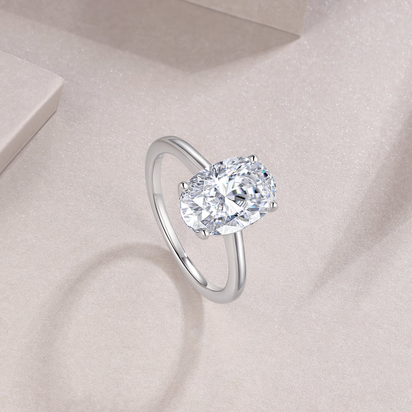 Egg-shaped Moissanite Double Rings Set With Top-quality Moissanite , Luxury Silver Ring S925 Silver Plated With Platinum