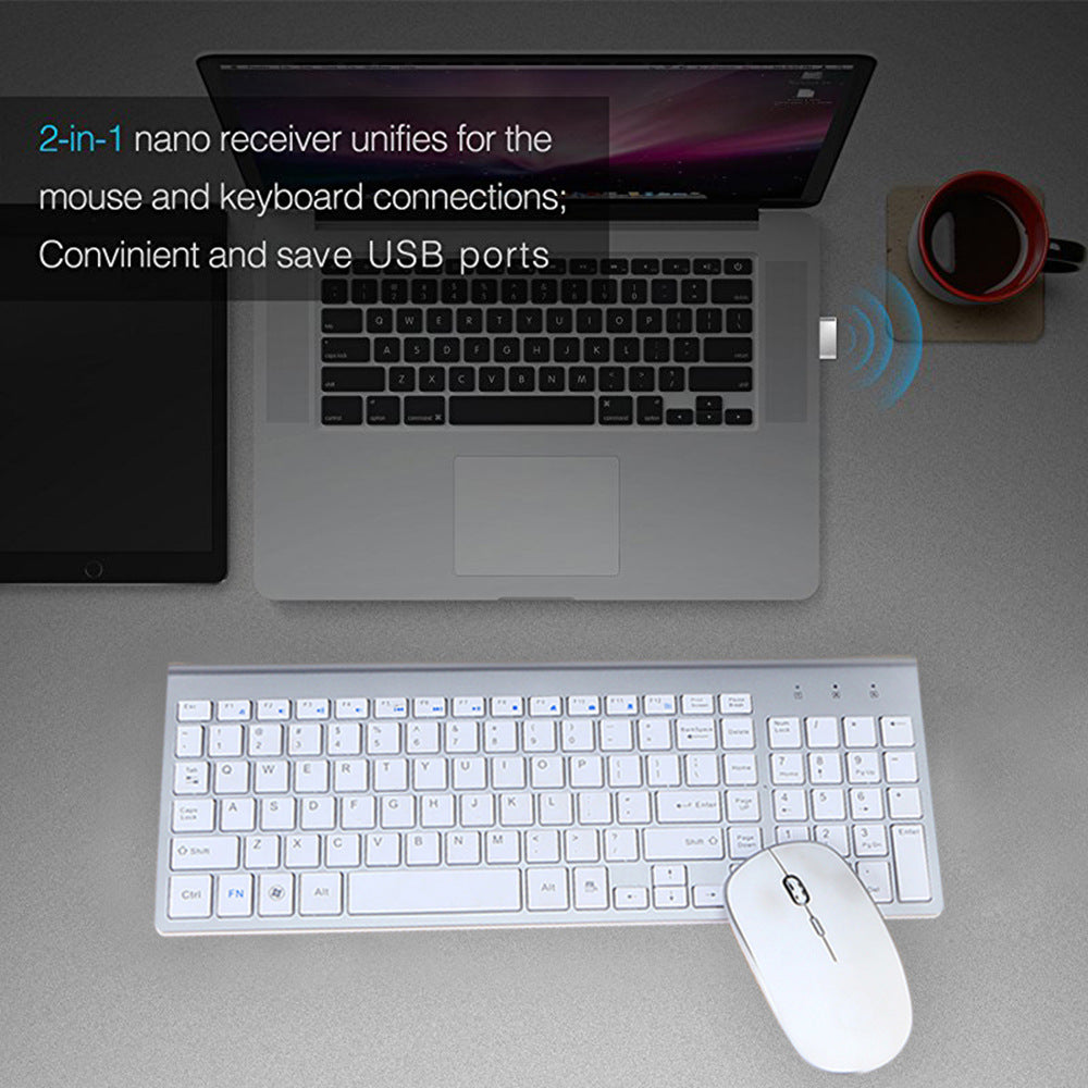 Ultra-Slim 2.4G Wireless Keyboard & Silent Mouse Combo | Compact, Full-Size Layout for PC, Laptop & Mac