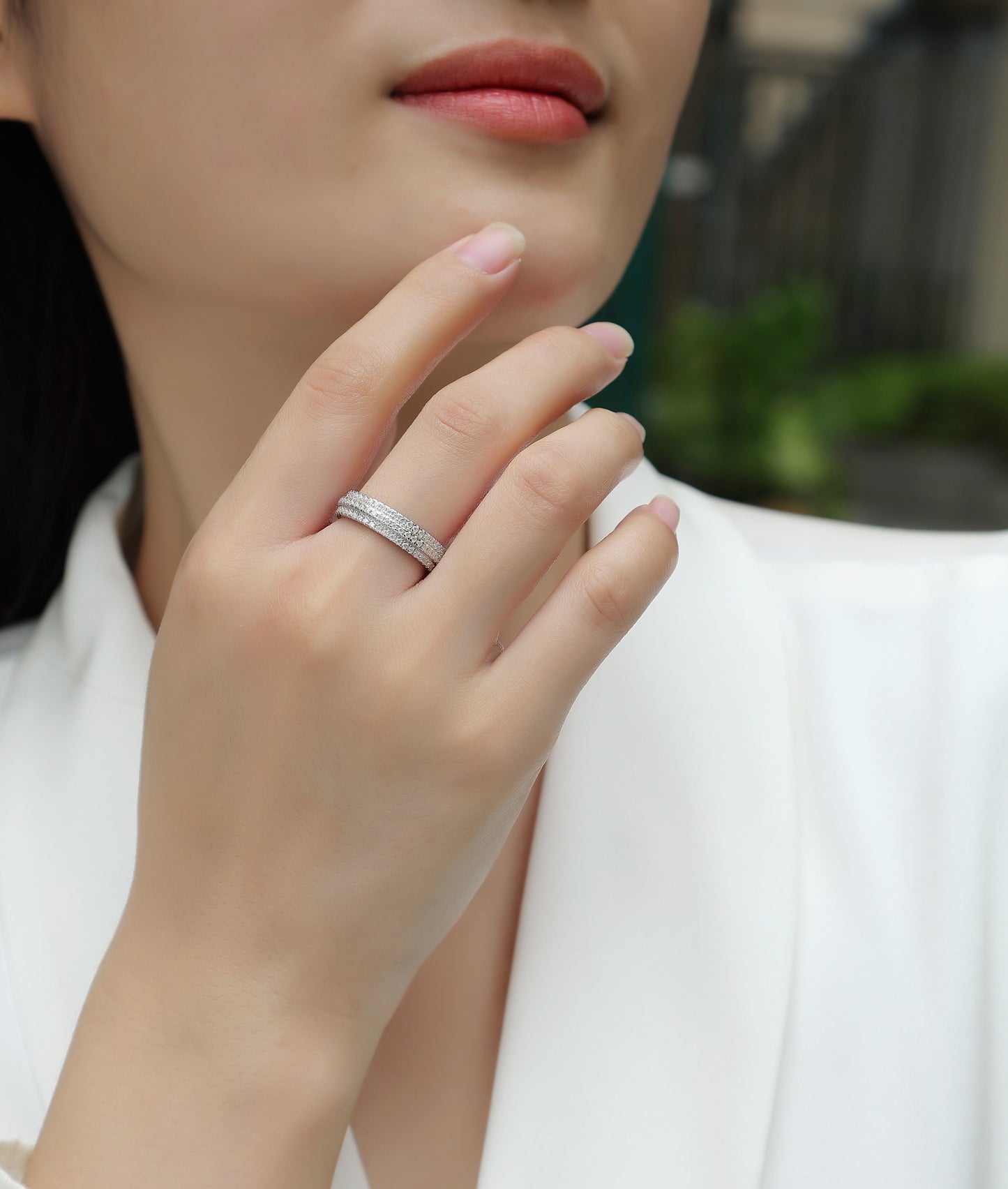 Gentle Melody - Luxury Silver  Ring Set With Top-quality Moissanite S925 Silver And Platinum-plated Diamond