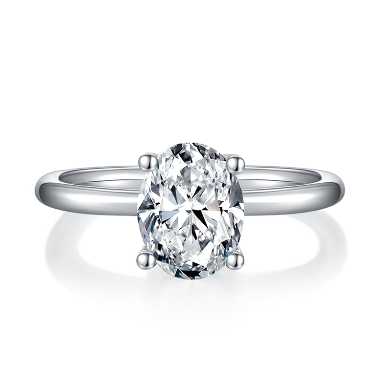 Luxury Silver Ring Egg-shaped Moissanite Set With Top-quality Moissanite D Color VVS , S925 Silver Plated With Platinum