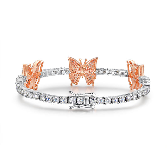 Luxury Silver Bracelet Featuring Top-quality Moissanite D Color VVS, Made Of S925 Silver Electroplated With Platinum.