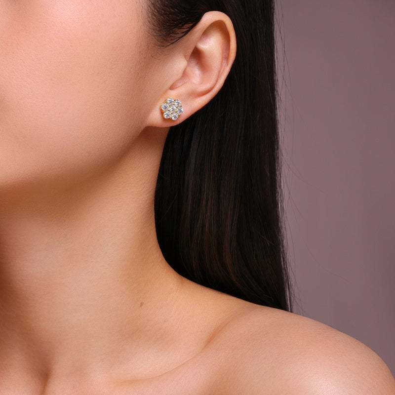 Luxury Silver Stud Earrings Set With Top-quality Moissanite , S925 Silver Electroplated Gold