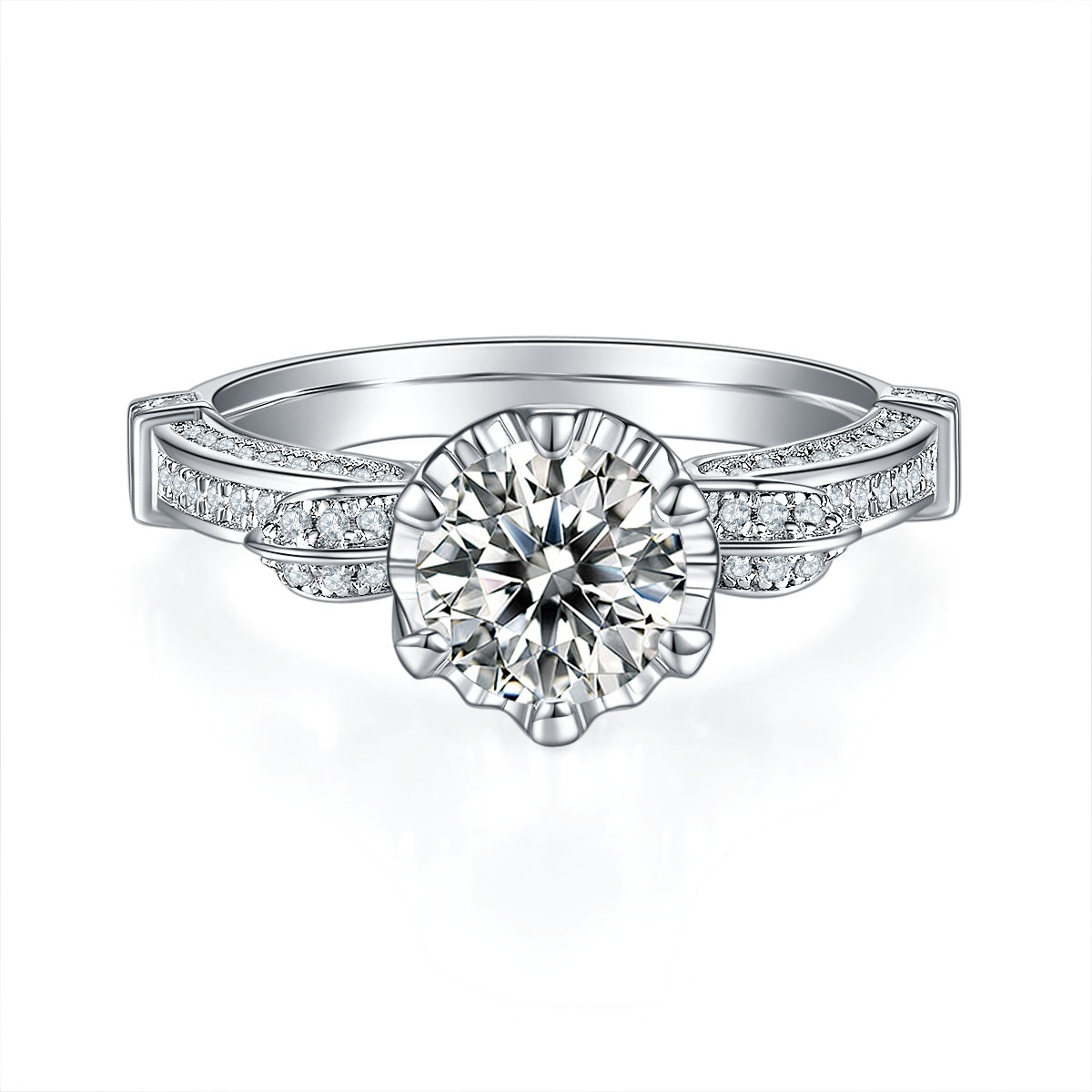 1-carat Luxury Silver Ring Set With Top-quality Moissanite D Color VVS , S925 Silver Plated Platinum