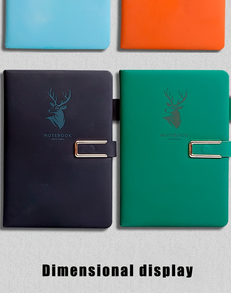 Carnet A5 de 360 ​​pages en similicuir premium avec boucle et motif tête de cerf 