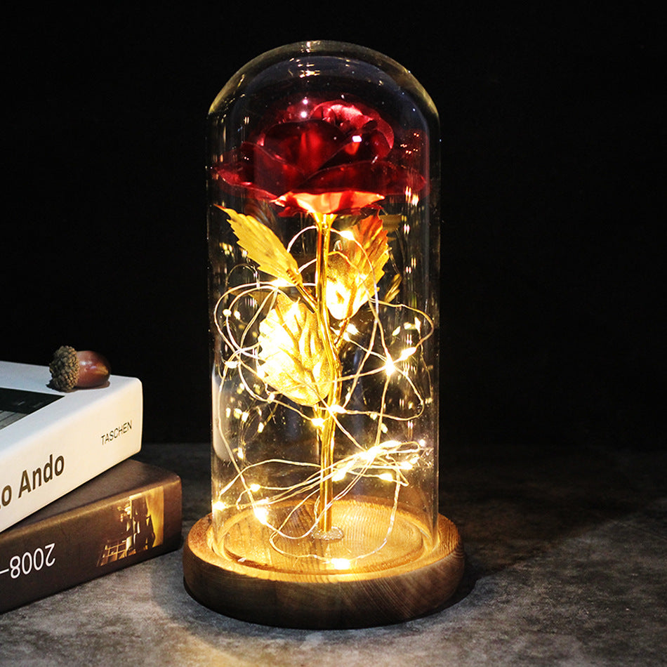 Galaxy Enchanted Rose in Glass Dome with LED Lights | Forever Flower Gift