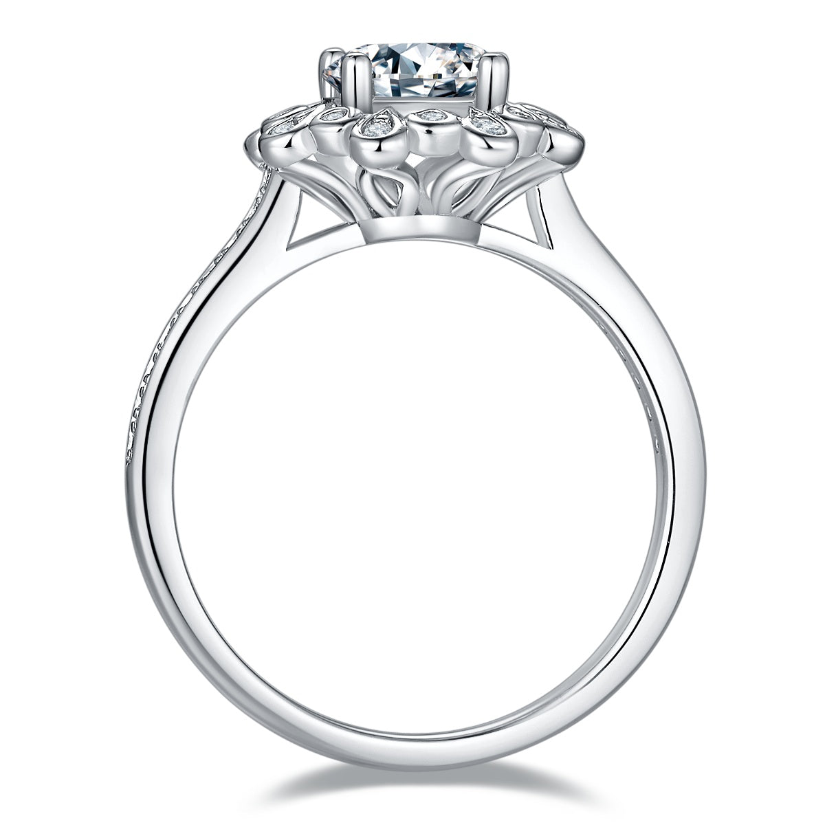1-carat Luxury Silver Ring Set With Top-quality Moissanite D Color VVS, S925 Silver Plated Platinum
