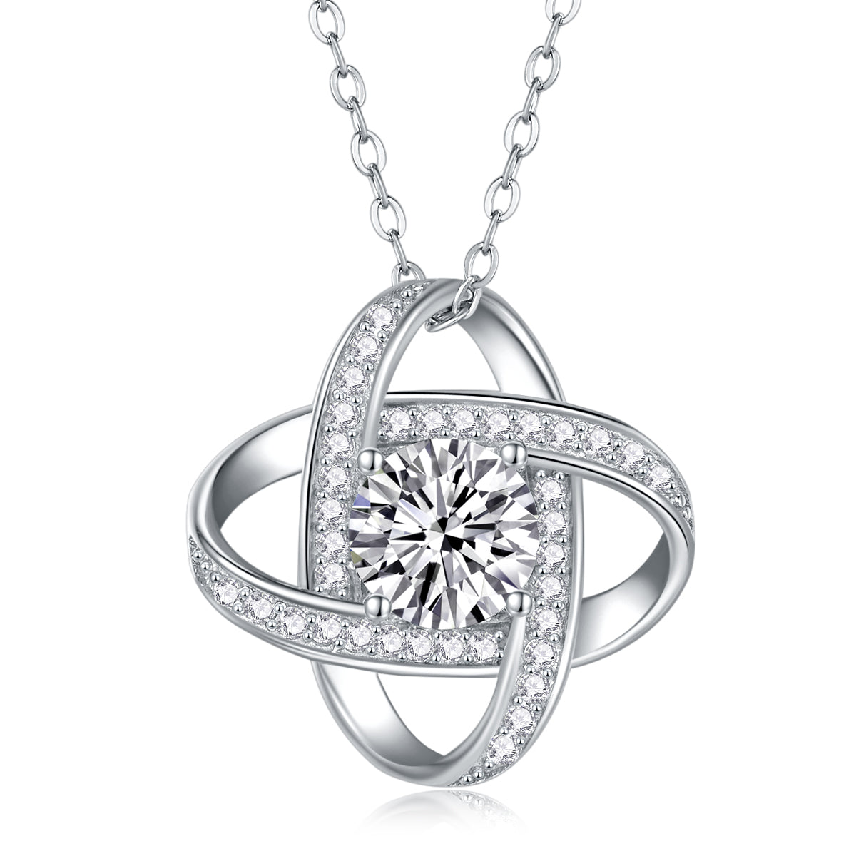 Luxury S925 Silver Windmill Necklace - Platinum-Plated Set With Top-quality Moissanite D Color VVS1,  'Eternal Love' Design