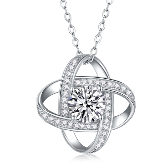 Luxury S925 Silver Windmill Necklace - Platinum-Plated Set With Top-quality Moissanite D Color VVS1,  'Eternal Love' Design