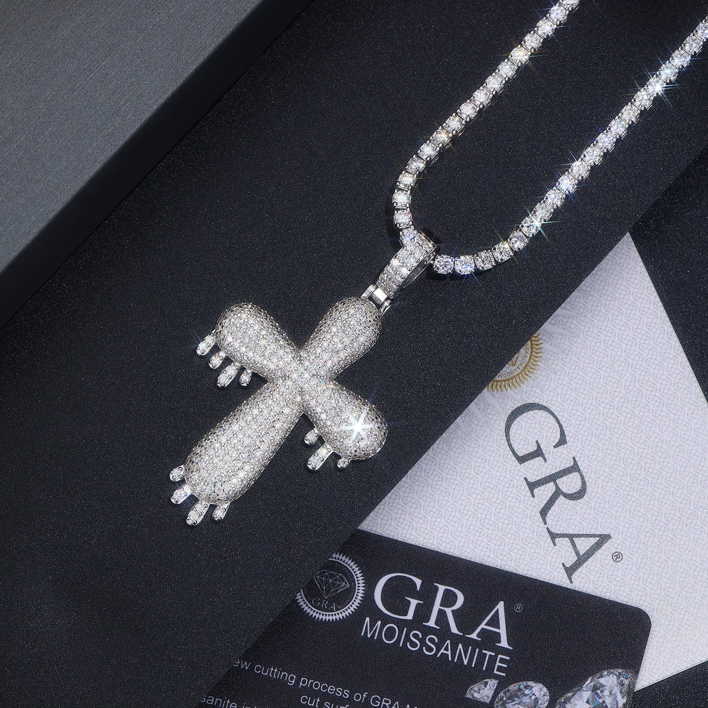 Luxury Silver Necklace Set With Top-quality Moissanite, S925 Silver Electroplated With Platinum