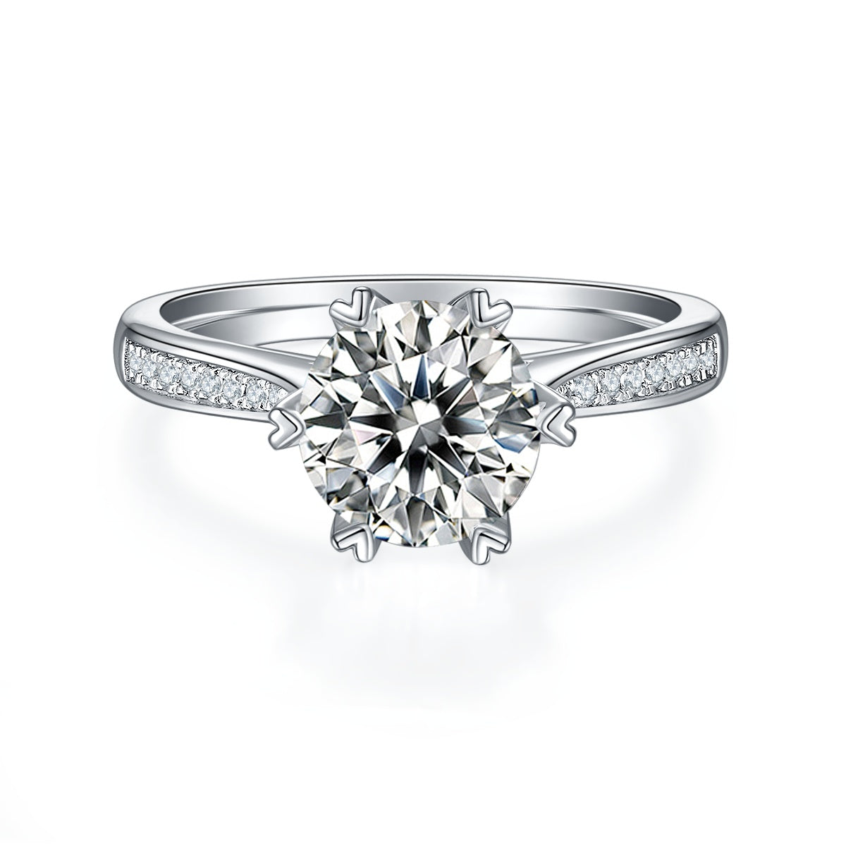 2-carat Luxury Silver Ring Set With Top-quality Moissanite D Color VVS, S925 Silver Plated With Platinum