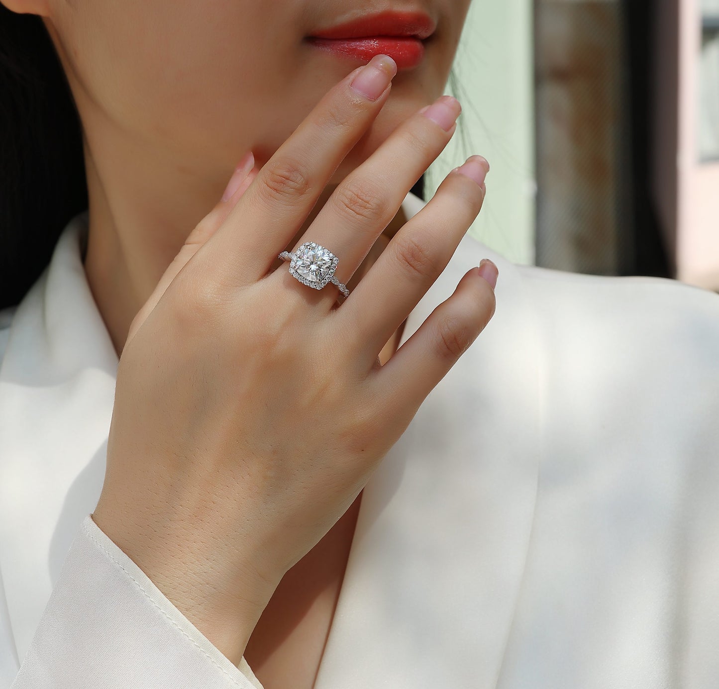 Gorgeous Square Diamond - Luxury SIlver Ring Set With Top-quality Square Moissanite S925 D Color VVS, Silver And Platinum-plated Diamond Ring