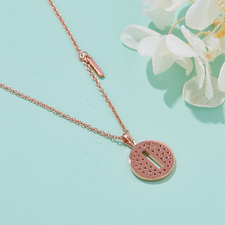 Luxury Initial Letter Necklace Pendant – I , S925 Silver Rose Gold Plated with Top-Quality Brilliant Moissanite