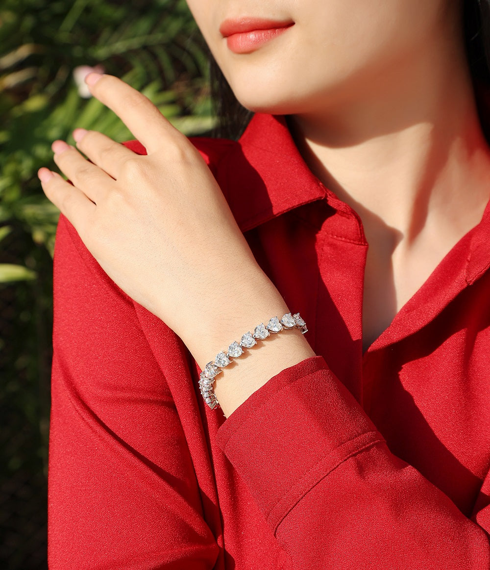 Love Daily -Luxury Silver Bracelet Set With Top-quality 1 Carat Moissanite D Color VVS1 , S925 Silver-plated Platinum