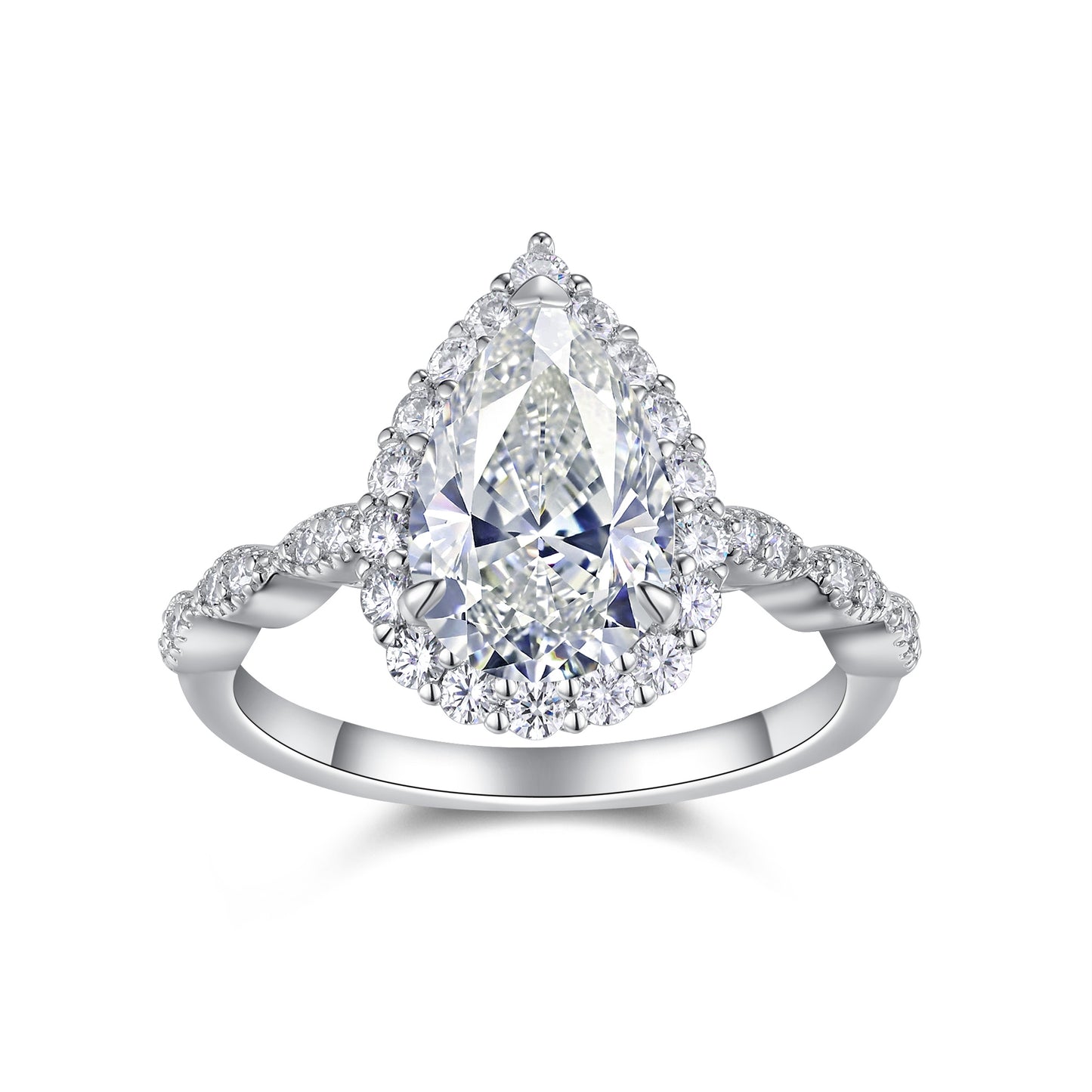 Pear-shaped Moissanite Set With Top-quality Moissanite D Color VVS ,  Luxury  Silver Ring S925 Silver Electroplated With Platinum
