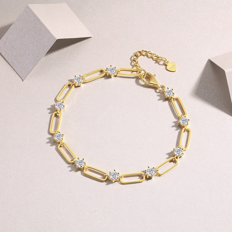 Luxury S925 Silver-plated Gold Set With Top-quality Moissanite D color VVS1 Bracelet