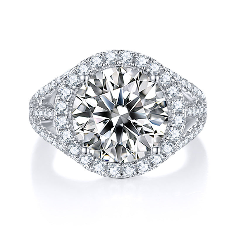 5-carat Luxury Silver Ring Set With Top-quality Moissanite D Color VVS , S925 Silver Plated With Platinum