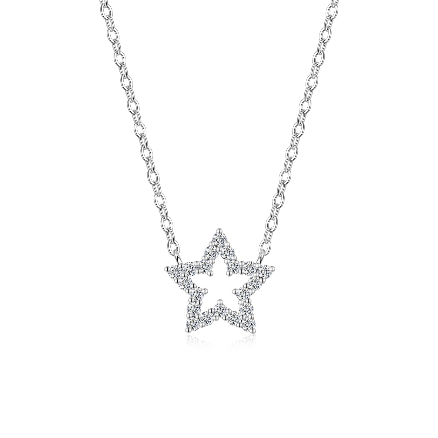 Luxury Silver Necklace Featuring Top-quality Moissanite, Made Of S925 Silver Electroplated With Platinum.