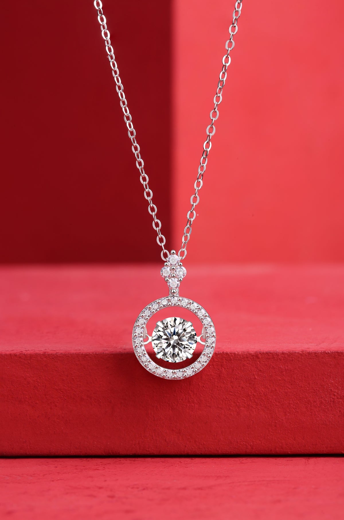 Touch -  1-Carat Moissanite Pendant Necklace – S925 Sterling Silver with Platinum Plating
