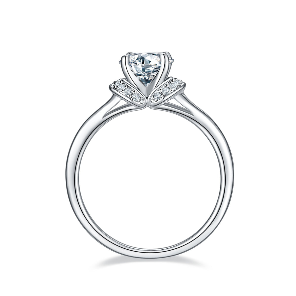 1-carat Luxury Silver Ring Set With Top-quality Moissanite D Color VVS, S925 Silver Plated Platinum